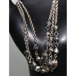 Silver Beaded Triple Strand Bracelet Boho Women's Fashion Jewelry NWOT